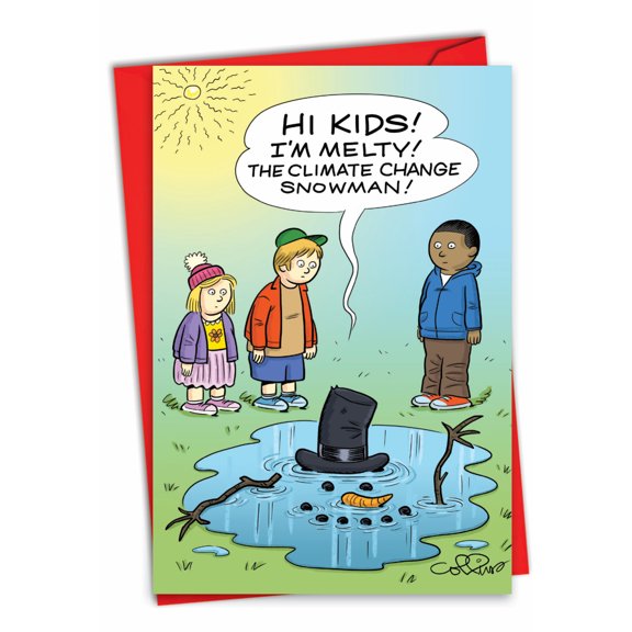 1 Funny Christmas Card with Envelope - Melty The Snowman C3391XSG