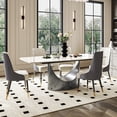 thumbnail image 3 of POVISON 71" Modern Dining Table for 4-6, Rectangular White Glossy Sintered Stone Dining Table with Bronze Carbon Steel Base, 3 of 10