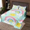 thumbnail image 2 of Erosebridal Kids Rainbow Coverlet Set King, Cute Cartoon Sun Bedding Set, Blue 3 Pieces, 2 of 5