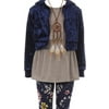Little Girls Hoodie Sleeveless Top Floral Legging Pants Necklace Clothing Set Navy Blue 4 (2J0K9S9)