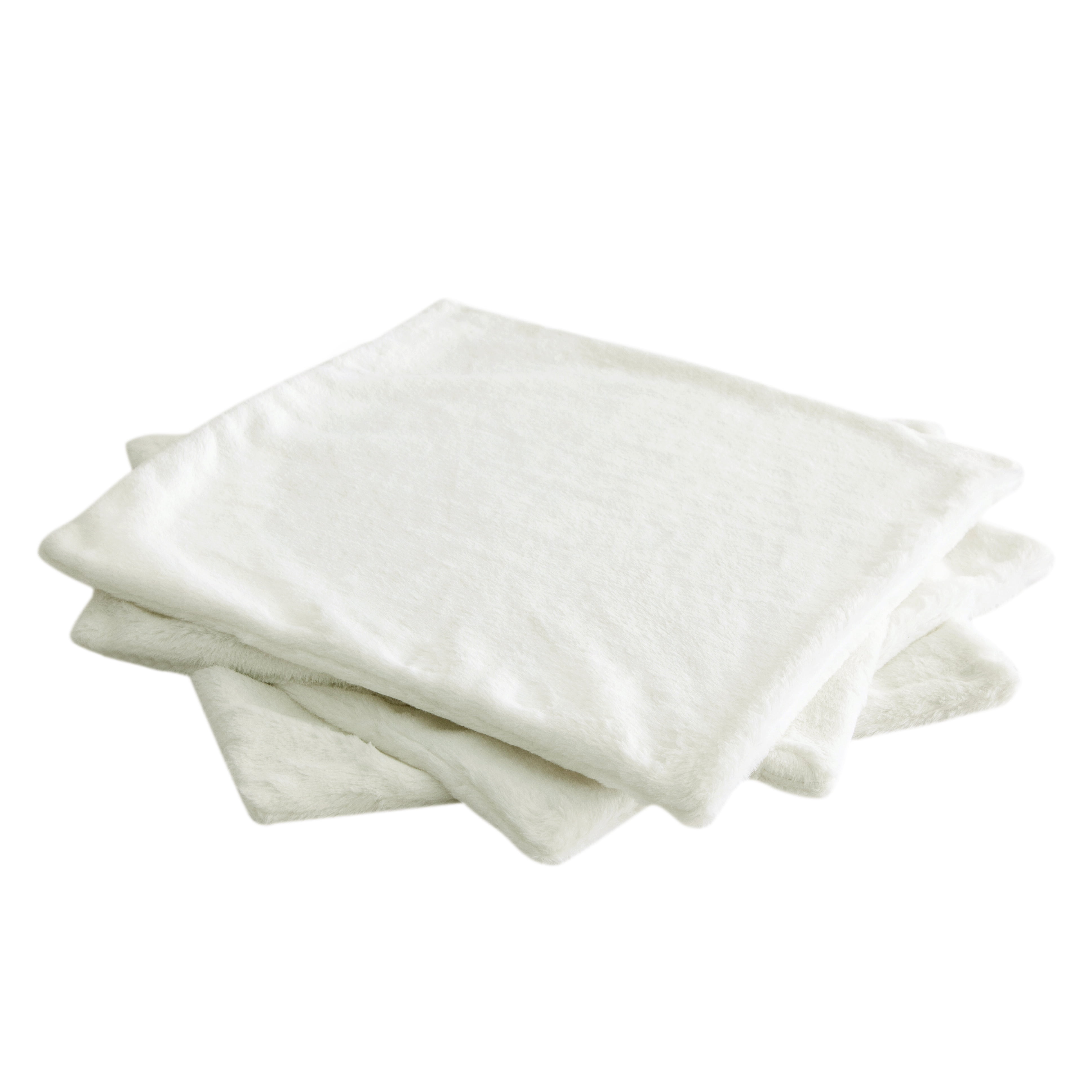 Home Soft Things Rabbit Faux-fur Throw Pillow Cover 4 Piece Set, 20" x 20", Antique White