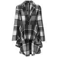 thumbnail image 6 of LTTVQM Womens Plaid Peplum Hem Shacket Jacket Button Open Front Lapel Long Sleeve Trench Coat Fall Winter Outfits Gray L, 6 of 7