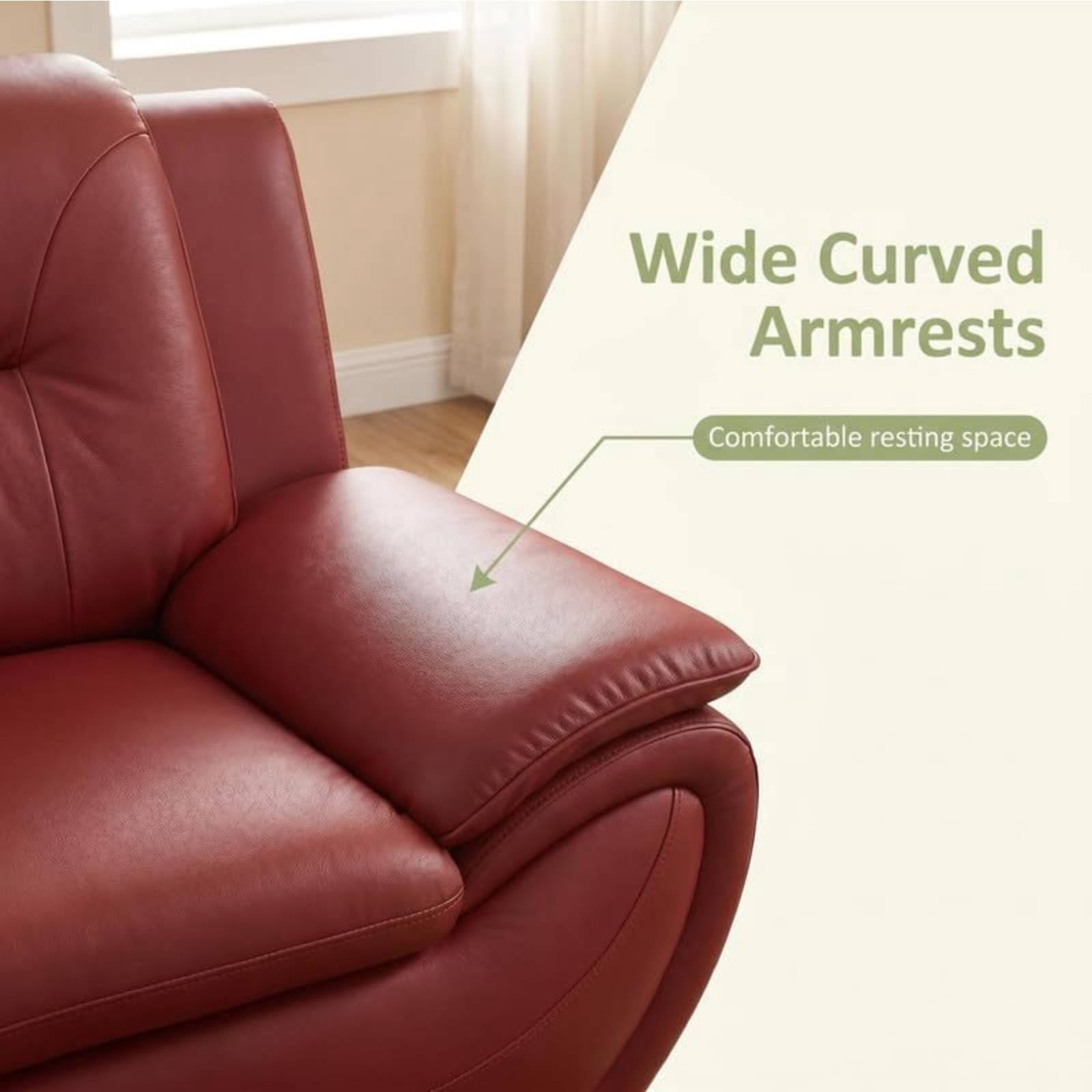 Leather Single Sofa Chair, Modern Accent Chair Comfy Sofa Couch Curved Armchair&nbsp;for Living Room, Bedroom, Red