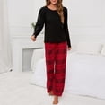thumbnail image 3 of Pijamas Navideñas Conjunto de ropa de dormir de pantalón a cuadros de 2 piezas Conjunto de ropa de casa suelta para mujer Kuymtek Negro T XXL para Mujer, 3 of 7