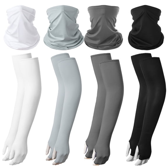 8 Pairs Sun UV Protection Arm Sleeves for Men Women, Cooling Compression Sleeves with Thumb Hole Cover Arms Summer Sunblock