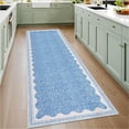 thumbnail image 3 of Nanan 9'x12' Scalloped Area rug Solid Minimalism Carpet, Washable Rug Non-Slip Low-Pile Indoor Mat for Living Room Bedroom Dining Room, Blue, 3 of 11