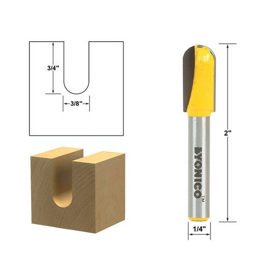 Core Box Router Bit - 3/8"W X 3/4"H - 1/4" Shank- Yonico 14165q