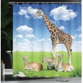 thumbnail image 4 of Ambesonne Giraffe Shower Curtain, Zoo Animals, 69"Wx84"L, White Blue Brown, 4 of 5