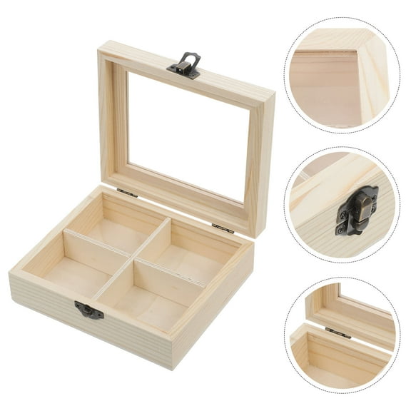 SWETRACE 1Pcs Tea Bag Organizer Wooden Storage Box with Viewable Window for Home and Office Use