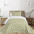 thumbnail image 3 of Ambesonne Ikat Quilted Bedspread Set 2 Pcs, Vintage Abstract Rhombus, Twin Size, Grey Yellow White, 3 of 6