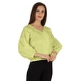 thumbnail image 2 of Bimba Chemise à Manches Ballon Boutonnée Été Coupe Ample Blouse Plissée pour Femmes, 2 of 7