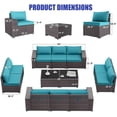 thumbnail image 2 of Gotland 12 Pieces Outdoor Patio Furniture Set PE Rattan Wicker Conversation Set w/10 Seats and 2 Coffee Tables, 2 of 7