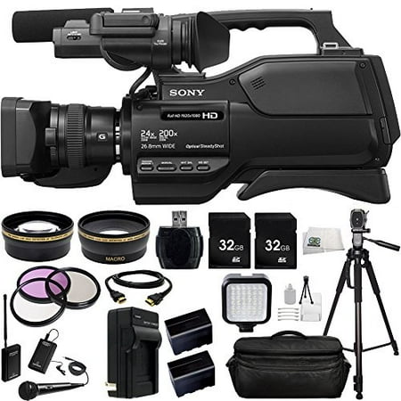 Sony HXR-MC2500 HXRMC2500 Shoulder Mount AVCHD Camcorder with 3-Inch LCD (Black) + Audio-Technica ATR288W VHF TwinMic Sy