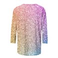 thumbnail image 4 of Cavosen Ladies 3/4 Length Sleeve Tops Glitter Sparkly Print Pullover Blouse Crewneck Shiny Shirts Solid Color Party Tees Novelty Casual Dressy Elegant Evening T-Shirts 2XL, 4 of 5