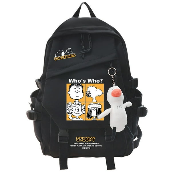 Mochila escolar de nailon con dibujos animados de Snoopys para niños, 32 x 45 x 13 cm