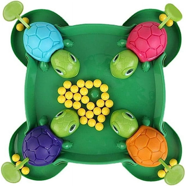 POINTERTECK Hungry Turtle Board Game Hungry Hungry Hippos Tabletop Game Tortoise Eat Bean Preschool Intelligent Educational Toy for Outdoors Travel Family Game Intense Game of Quick Refl