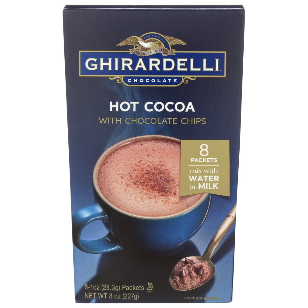 Ghirardelli Hot Cocoa with Chocolate Chips 1 oz Packets, 8 Count