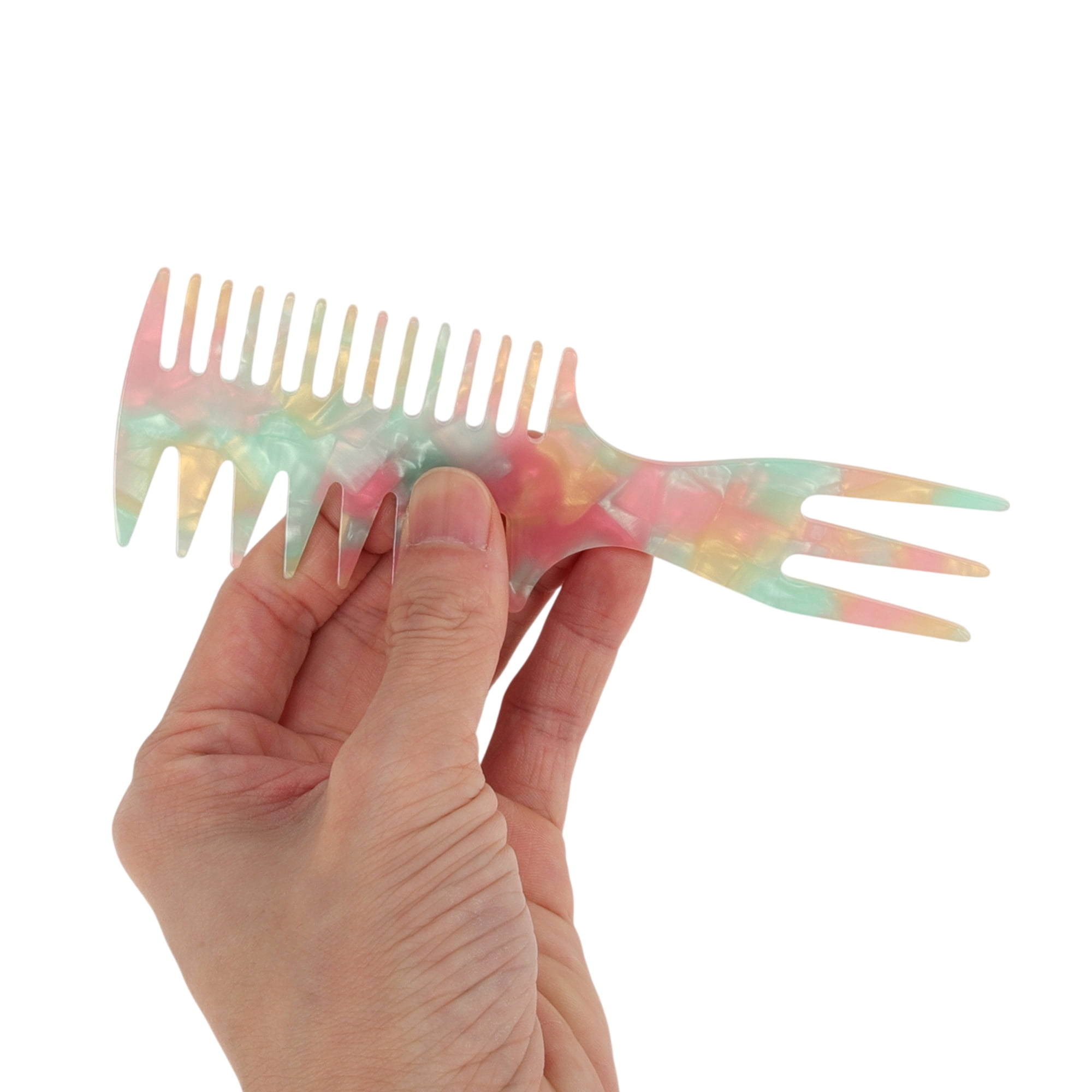 Unique Bargains 1 Pc Fashionable 3 in 1 Fish Bone Hair Comb for All Hair Types Pink, Green