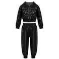 thumbnail image 1 of iEFiEL Unisex Kids Boys Girls Hip-hop Jazz Dance Costume Sequins Hooded Tops with Pant Black 8-10, 1 of 7
