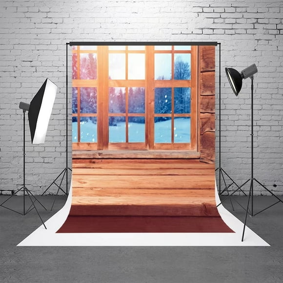 YUSDECOR 5X7ft Photography Backdrops White Snow Outside the Window Backgrounds Newborn for Photo Studio