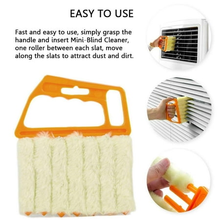 Blind Cleaner, VGEBY Air Conditioner Mini Brush, Window Contacts Blade Cleaning Vertical Duster With 7 Slat Handheld Household Tool, Washable Dust Venetian Shutters For Housework, (Best Windows 7 Cleaning Tools)