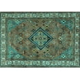 thumbnail image 1 of Ahgly Company Machine Washable Indoor Rectangle Persian Turquoise Blue Traditional Area Rugs, 7' x 9', 1 of 4