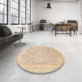 thumbnail image 3 of Ahgly Company Tapis d'Intérieur Rond Abstrait Marron Oriental, 3 Pieds Rond, 3 of 6