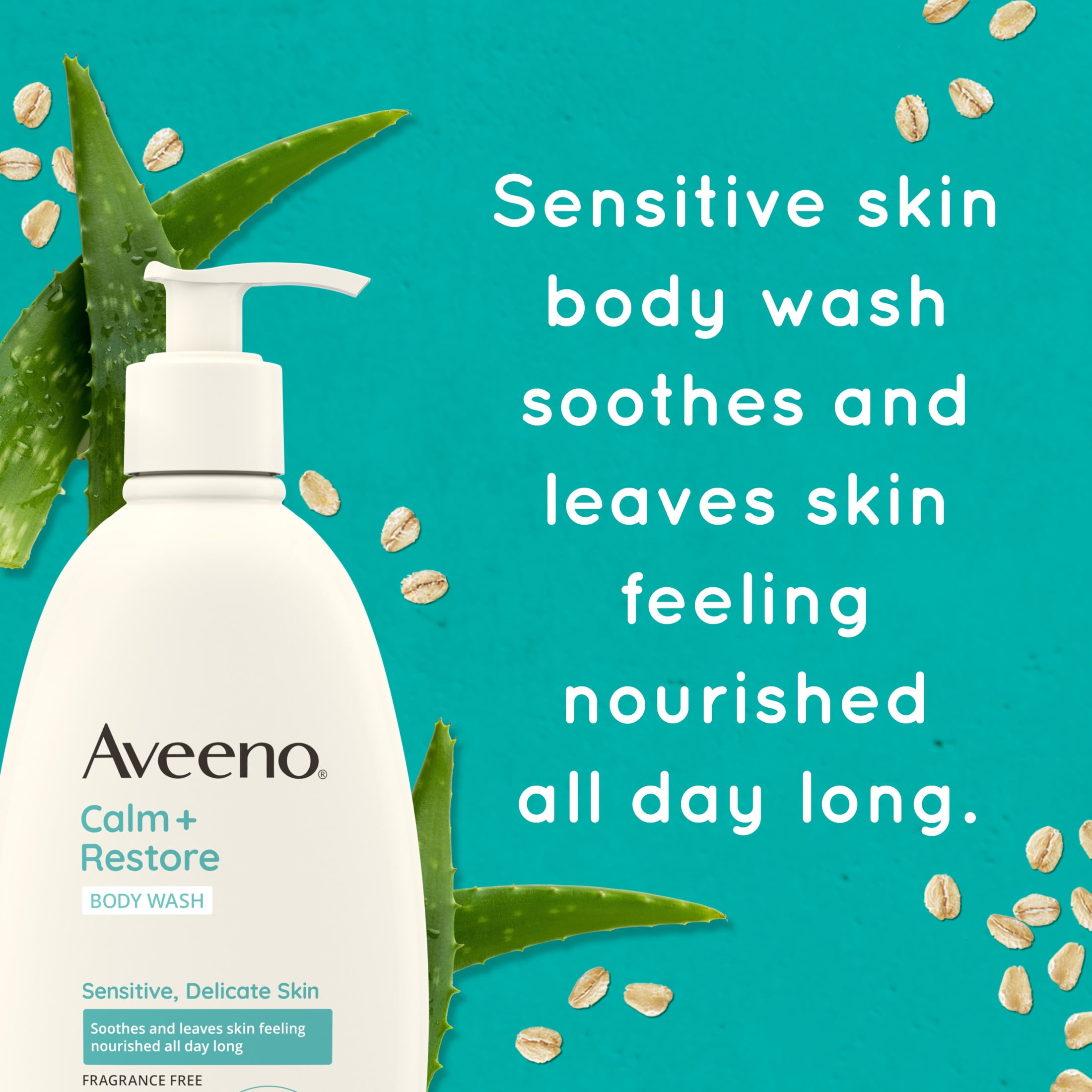 Aveeno Calm + Restore Daily Body Wash for Sensitive Skin, 18 fl. oz