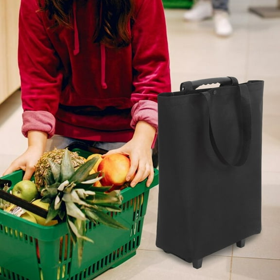 OUNONA Foldable Shopping Cart with Small Wheels Portable Grocery Cart Convenient Shopping Trolley Trolley Pull Handle Cart Multi-Function Cart for Groceries