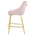 thumbnail image 6 of Counter Stool Chair, Pink, Velvet, Modern Contemporary, Mid Century Bar Pub Cafe Bistro Hotel Lounge Dining Kitchen, 6 of 8