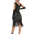 thumbnail image 3 of XFLWAM Women's 1920s Flapper Dress V Neck Great Gatsby Fringe Roaring Dresses with Sleeve for Formal Party Prom Club Wedding, 3 of 3