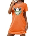 thumbnail image 1 of Sakmal Chemises de Nuit Orange pour Femmes Halloween Courtes Grande Taille Robe de Nuit Légère Imprimé Fantôme Manches Courtes Chemises de Nuit pour Femmes, 1 of 5