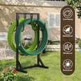 thumbnail image 5 of Yacona Garden Hose Holder, Heavy Duty Water Hose Storage for Outside with 8 Hooks, Freestanding Hose Reel Hanger, Black, 5 of 8