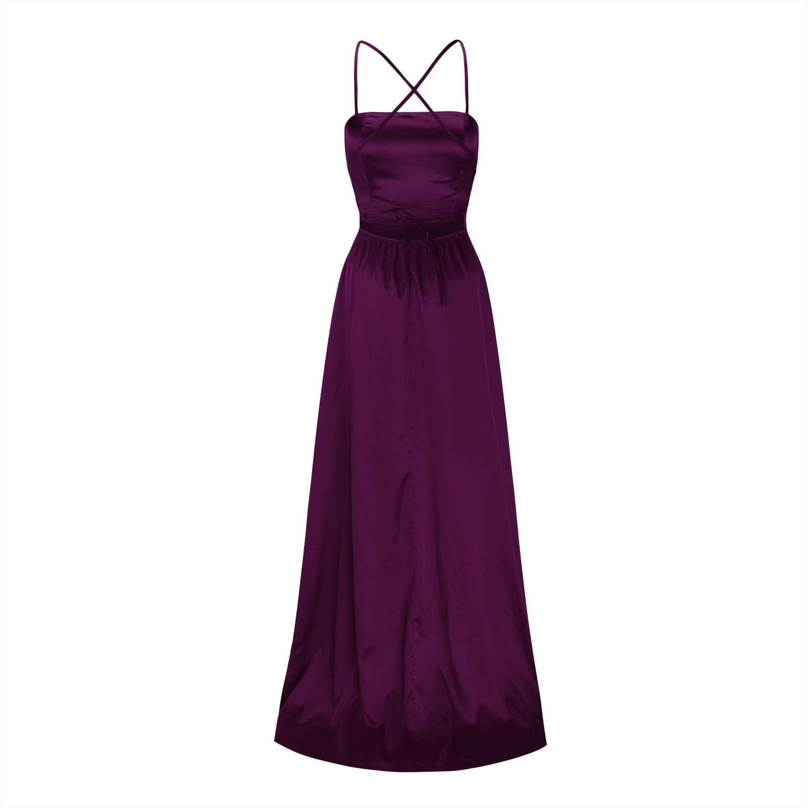Dyfzdhu Prom Dresses for Women Elegant Spaghetti Strap Satin Maxi Dress  Party Gowns Formal Wedding Guest Long Dress With Pockets Dark Purple -  Walmart.com