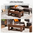thumbnail image 4 of HOMCOM Table Basse à Plateau Relevable avec Compartiment de Rangement Caché et Tablette, Brun, 4 of 9