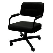 Swivel Tilt Kitchen Caster Chair with Wheels M-110 - Black Vinyl - Black