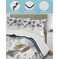thumbnail image 3 of Quilt King Size Bedding Set, Blue Brown Spring Floral Reversible Summer Quilt 3 Pieces, Watercolor Summer Botanical Lightweight Bedspreads Coverlets with 2 Pillow Shams for All Seasons, 3 of 5