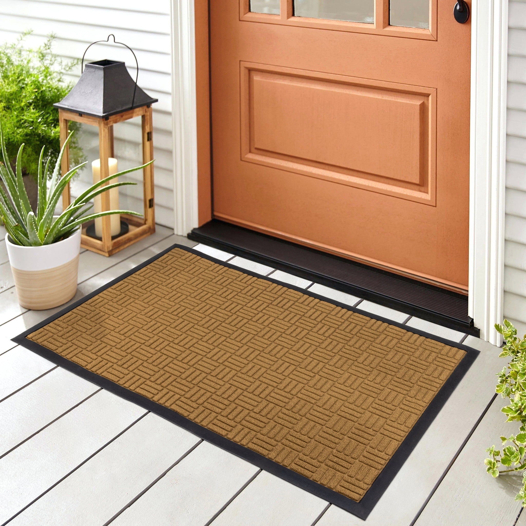 2-Pack Front Door Mat - Large 36 x 24 Welcome Indoor Outdoor Entryway Mats  for Shoe Scraper, Ideal for Inside Outside High Traffic Area, Steel Gray