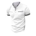 thumbnail image 3 of White White T Shirts For Men, Polyester Shirt Stays For Men, Golf Tees, Men'S Fashion Spring And Summer Casual Short Sleeved Button Collar Solid Color Short Sleeved T Shirt Tops, 3 of 3