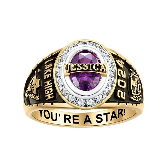 Order Now for 2025 Graduation, Freestyle Women's CZ Oval Stone Personalized Top Class Ring, Personalized, High School or College