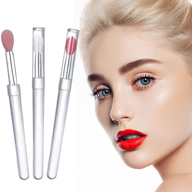 Pincel de labios, aplicador de silicona para labios, reutilizable, 3 piezas, aplicador de mascarilla de labios, pincel de silicona para labios, aplicador retráctil de bálsamo de brillo de