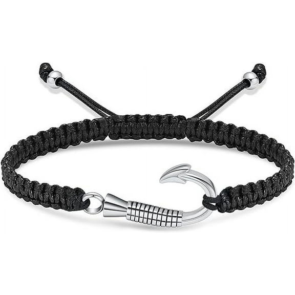Fish Hook Cremation Bracelet Urn Bracelet for Ashes Stainless Steel Braided Rope Adjustable Urn Bangle Keepsake Human Pet Memorial Gift