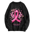 thumbnail image 3 of Women Cancer Awareness Pink Ribbon Graphic Sweatshirt, Casual Crew Neck Long Sleeve Pullover Top(A01_Black,L), 3 of 3