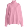thumbnail image 5 of HOSIA Turtleneck Long Sleeve Cable Knit Sweaters for Women Ribbed Knitted Chunky Pullover Tops Comfy Casual Soft Baggy Loose Fit Trendy Jumper Top Business Dressy Casual Teacher Outfits Pink Xl, 5 of 7
