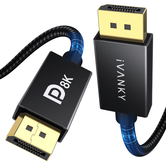 iVANKY VESA-Certified DisplayPort 1.4 Cable 6.6ft, 8K@60Hz, 4K@144Hz, 2K@240Hz, HBR3 32.4Gbps, HDR, HDCP 2.2, FreeSync/G-Sync, braided, for gaming monitor, GPU, PC