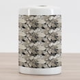 thumbnail image 2 of Floral Ceramic Toothbrush Holder, Vintage Plant Arrangement with Soft Colors Faded Foliage Leaves Natural Vegetation, Decorative Versatile Countertop for Bathroom, 4.5" X 2.7", Tan Black, 2 of 4