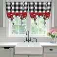 thumbnail image 4 of Valentine's Day Tie Up Curtains for Windows, Adjustable Balloon Window Shades, Red Roses Floral Leaves Buffalo Plaid Kitchen Window Treatments Farmhouse Short Curtains with Rod Pocket 42"x45", 4 of 8