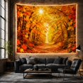 thumbnail image 6 of Autumn Forest Road Under Bright Sun, Peaceful Vintage Style for Nature Lovers, Nature Wall Art, Thanksgiving Hostess Gift, Tapestry Wall Hanging for Bedroom and Living Room, 6 of 7