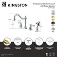 thumbnail image 4 of Kingston Brass KS1795ALBS Heritage Double-Handle 4-Hole Widespread Kitchen Faucet with Brass Sprayer in Oil Rubbed Bronze, 4 of 5