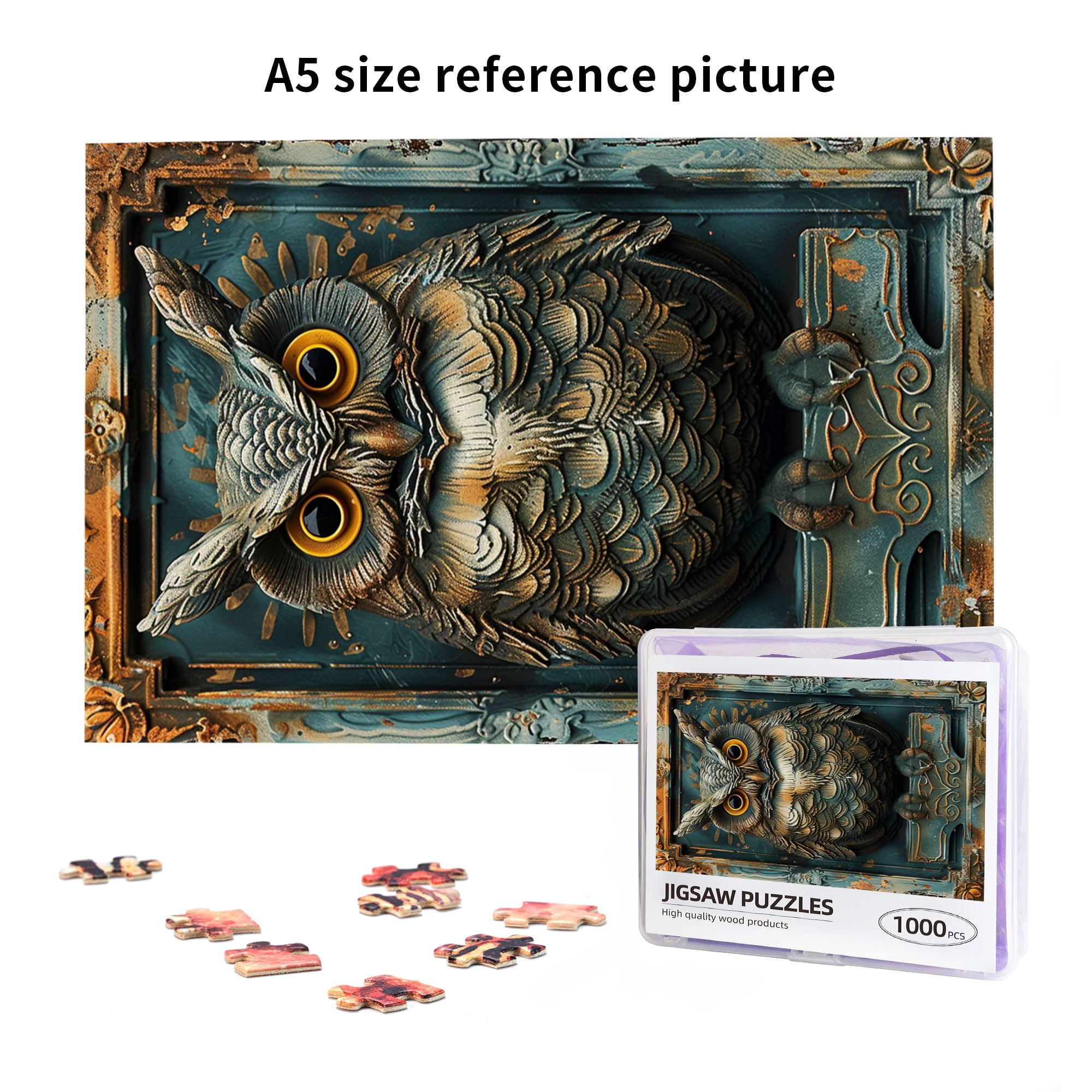 1000 PCS Classic Owl - 1000 Piece Wooden Puzzle For Adults,Funny Artwork For Animal,Characterized By Retro And Vibrant Illustrations Depicting An Owl,Enjoy The Puzzle Solving Process,Stunning Artwork